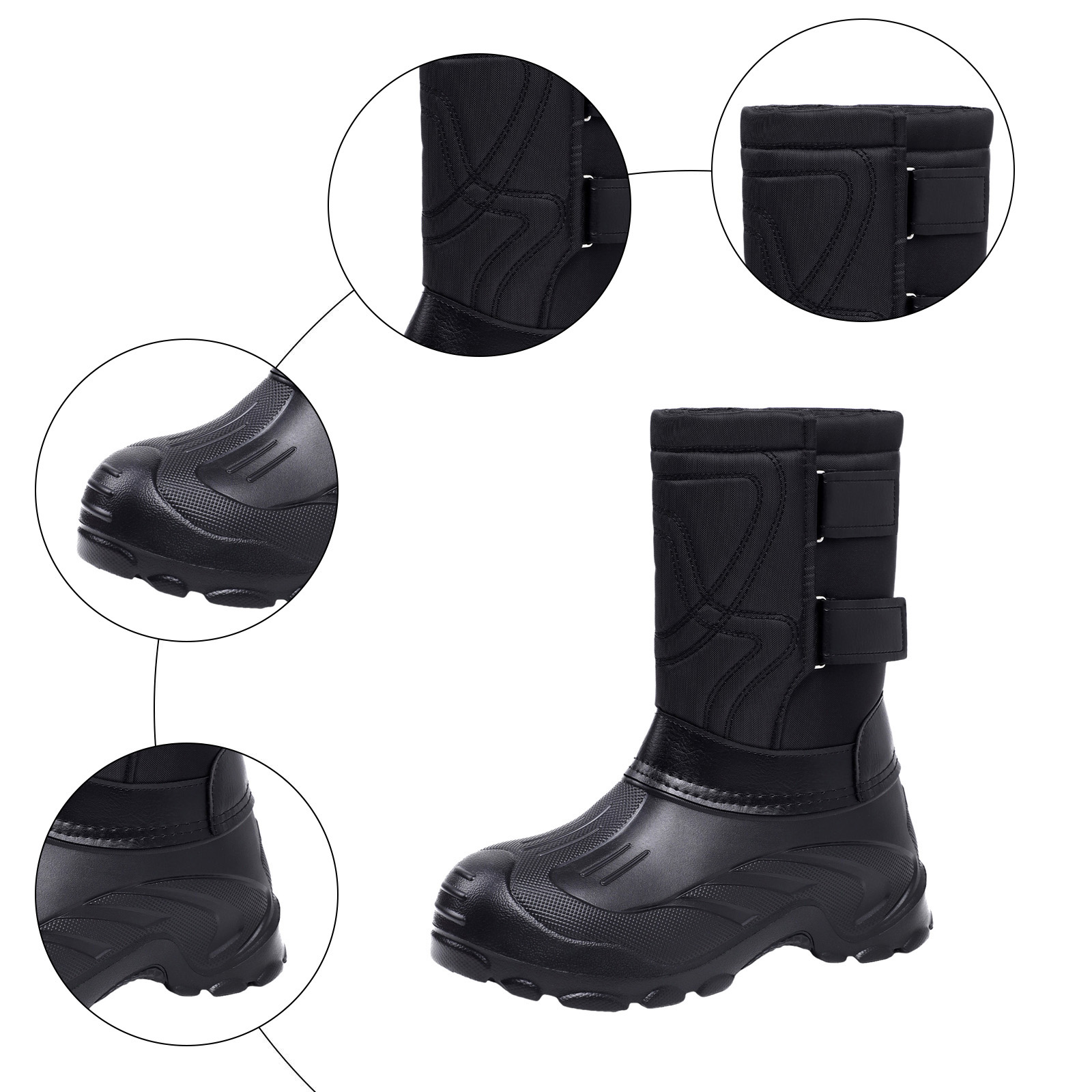 Camo Winter Boots for Men Waterproof Insulated High Top Hook and Loop Snow Booties Anti-Slip Hiking Shoes