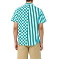 thumbnail image 3 of MODA NOVA Big & Tall Men's Striped Printed Plaid Shirt Short Sleeve Green White 2XLT, 3 of 5