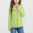 thumbnail image 2 of Swuxness Girls Hooded Fleece Warm Jacket, Toddler Fall Long Sleeve Jacket, Toddler Solid Color Fleece Lined Thickened Lightweight Jacket for Girls and Boys Green, 11-12 Years, 2 of 5