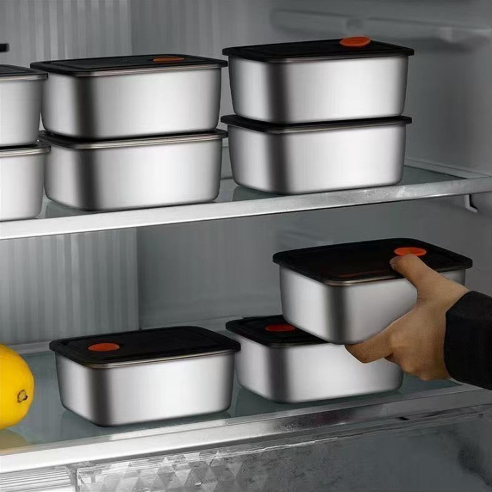 Stainless Steel Food Storage Containers Set for Kitchen with Airtight Lids - Durable Leakproof Meal Prep Solution for Refrigerator Microwave Safe 10-Piece