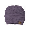 thumbnail image 2 of Thick Slouchy Knit Oversized Beanie Cap Hat - Violet, 2 of 3