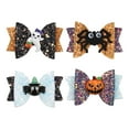 thumbnail image 4 of Paquete de 4 pinzas para el pelo con lazo de 3 "para Halloween, horquilla con lazo para niña, Boutique, lazo para el pelo de araña con purpurina para niña, pasadores para el pelo para fiesta y baile Sailing Electrónica, 4 of 5