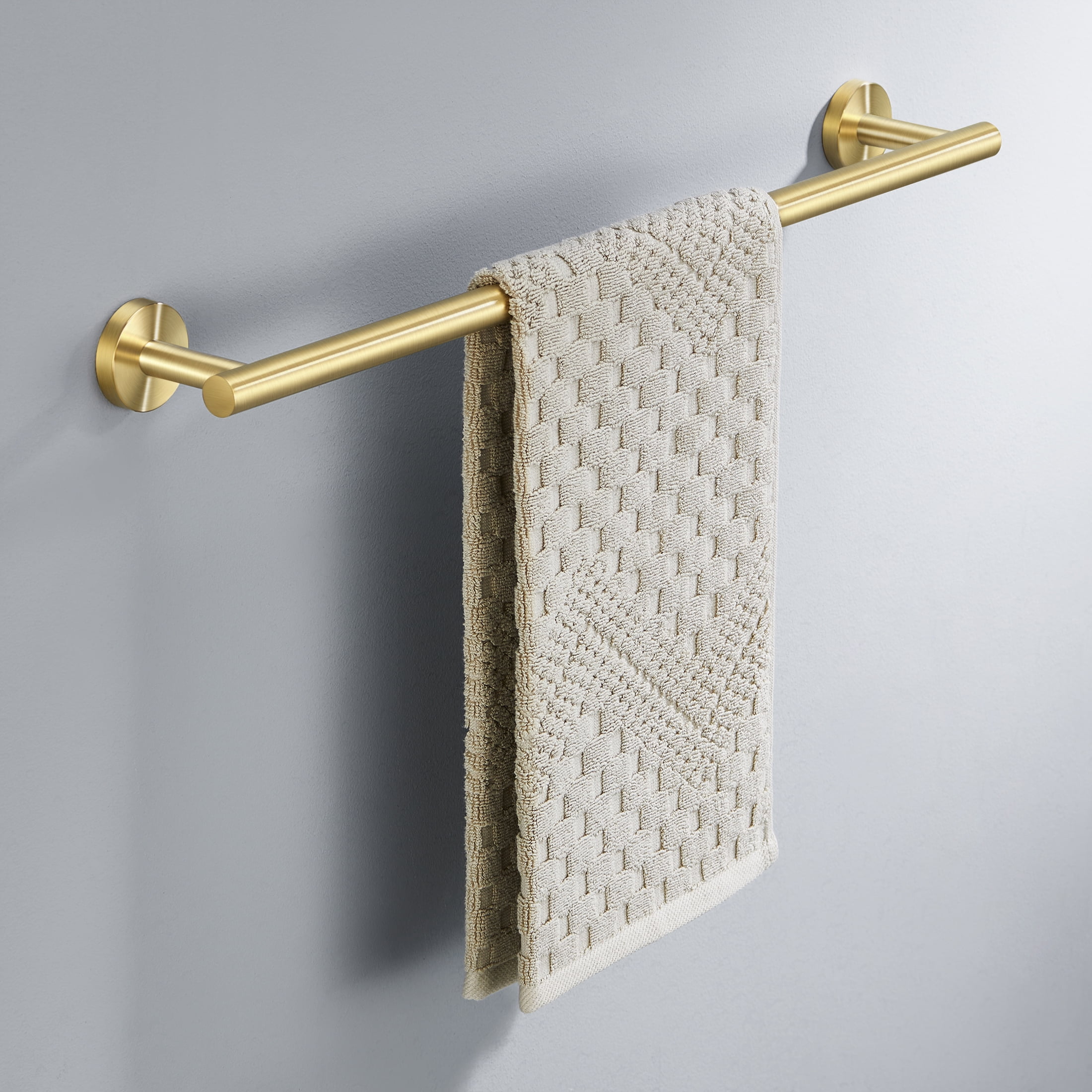Gold Brushed, Towel Rack Brushed Gold Brass Towel Rack with Hook 23.6 Inches Modern Bathroom Shelves Wall Mounted