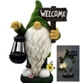 thumbnail image 3 of Large Resin Garden Gnome Statue with Solar Powered Lamp and Lantern, 3 of 3