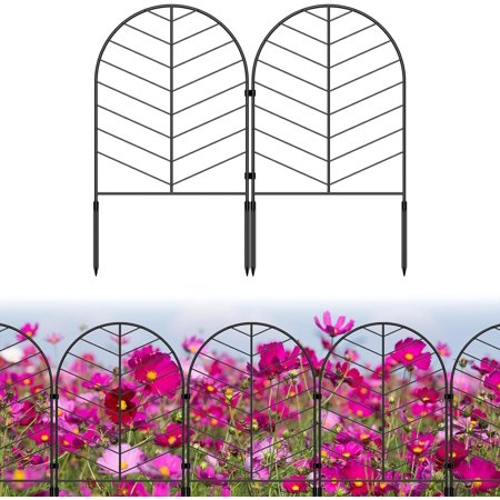 Animal Barrier Garden Fence 22inch(H) x32ft(L),30 Panels No Digging Garden Fence Panels,Rustproof Metal Fencing for Yard,Dog Rabbits Wire Section Garden Edging Bord for Yard,(Banana Leave Shape)