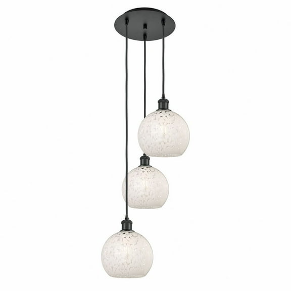 Innovations Lighting - White Mouchette - 3 Light Cord Hung Multi Pendant In