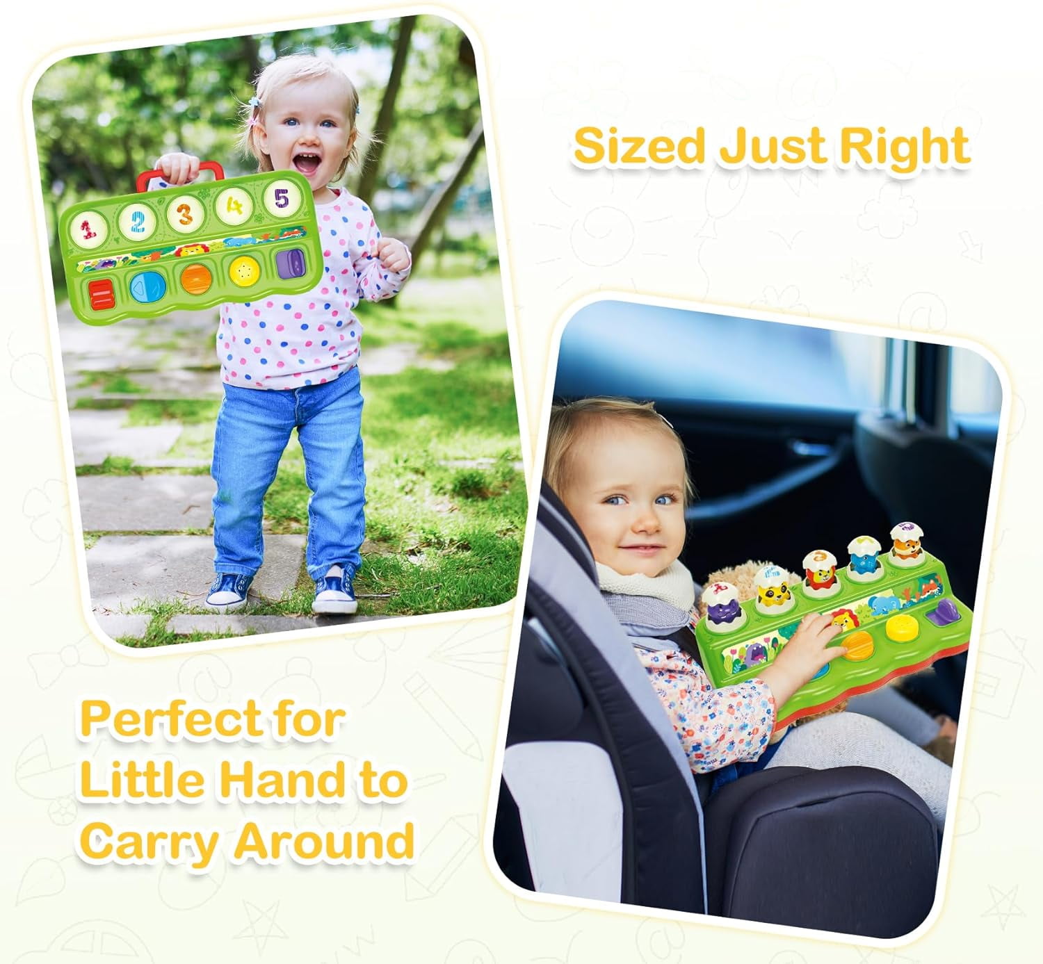 Baby Toys 6 to 12 Months, Musical Pop-Up Cause and Effect Toy with Light & Music for 12-18 Months, Learning Educational Infant Toys