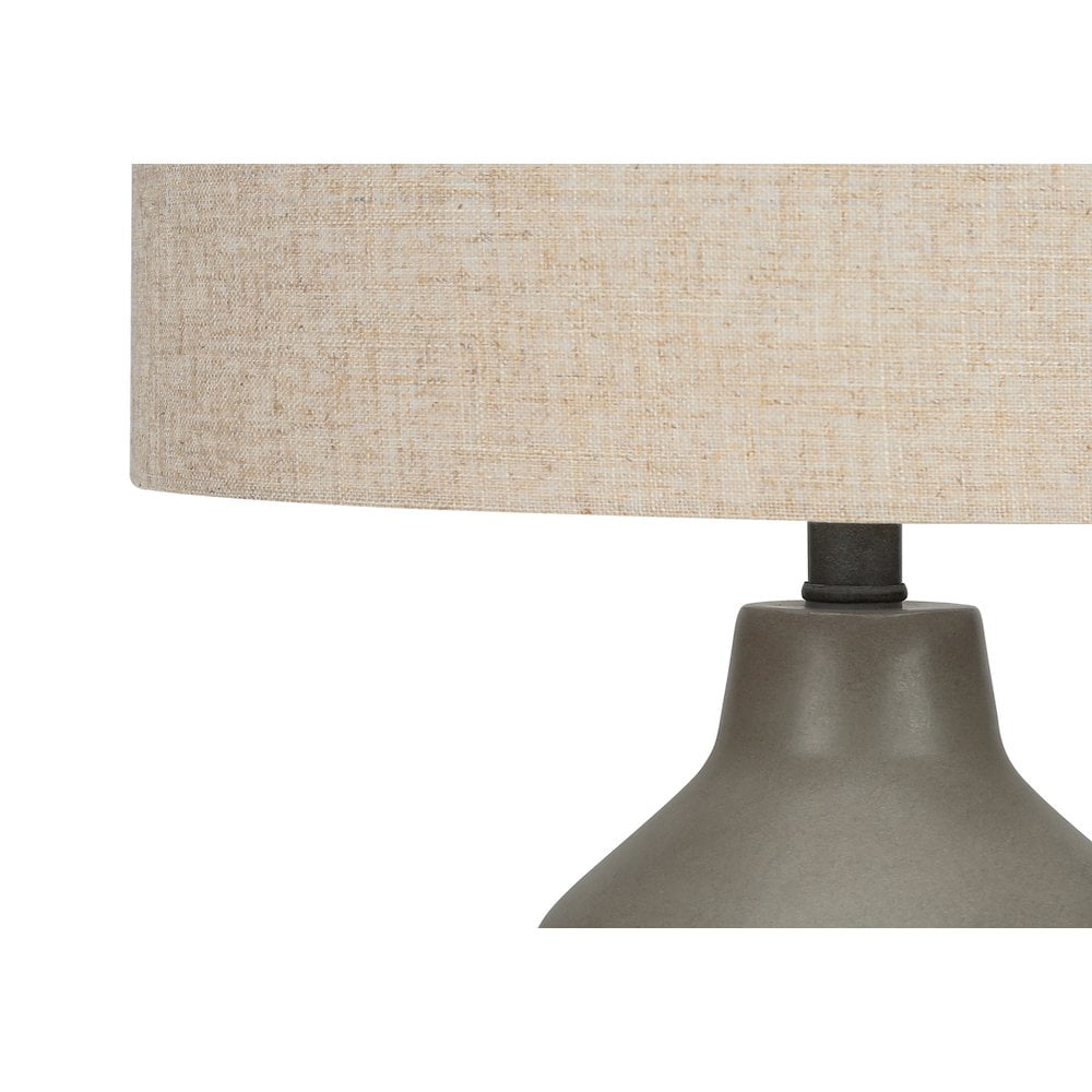 Lighting, 24"H, Table Lamp, Grey Concrete, Beige Shade, Contemporary