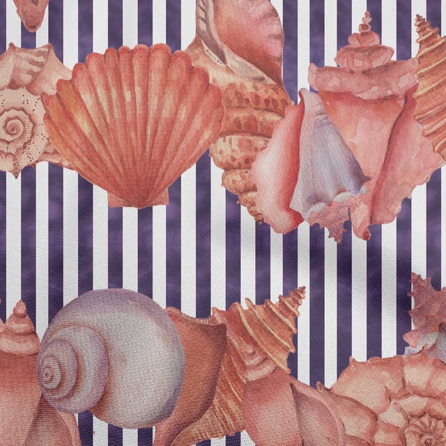 oneOone Polyester Spandex Red Fabric Sea Shells Ocean Sewing Craft Projects Fabric Prints By Yard 56 Inch Wide