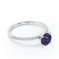 thumbnail image 3 of JeenMata Classic 1 Carat Round Cut Lab Created Alexandrite and Moissanite Pave Solitaire Engagement Ring in 18k White Gold over Silver, 3 of 4