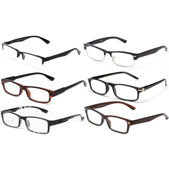 6 Packs Random Colors Frames Mens Reading Glasses 1.00 High Value 6 Styles Fashion Reading Glasses for Men