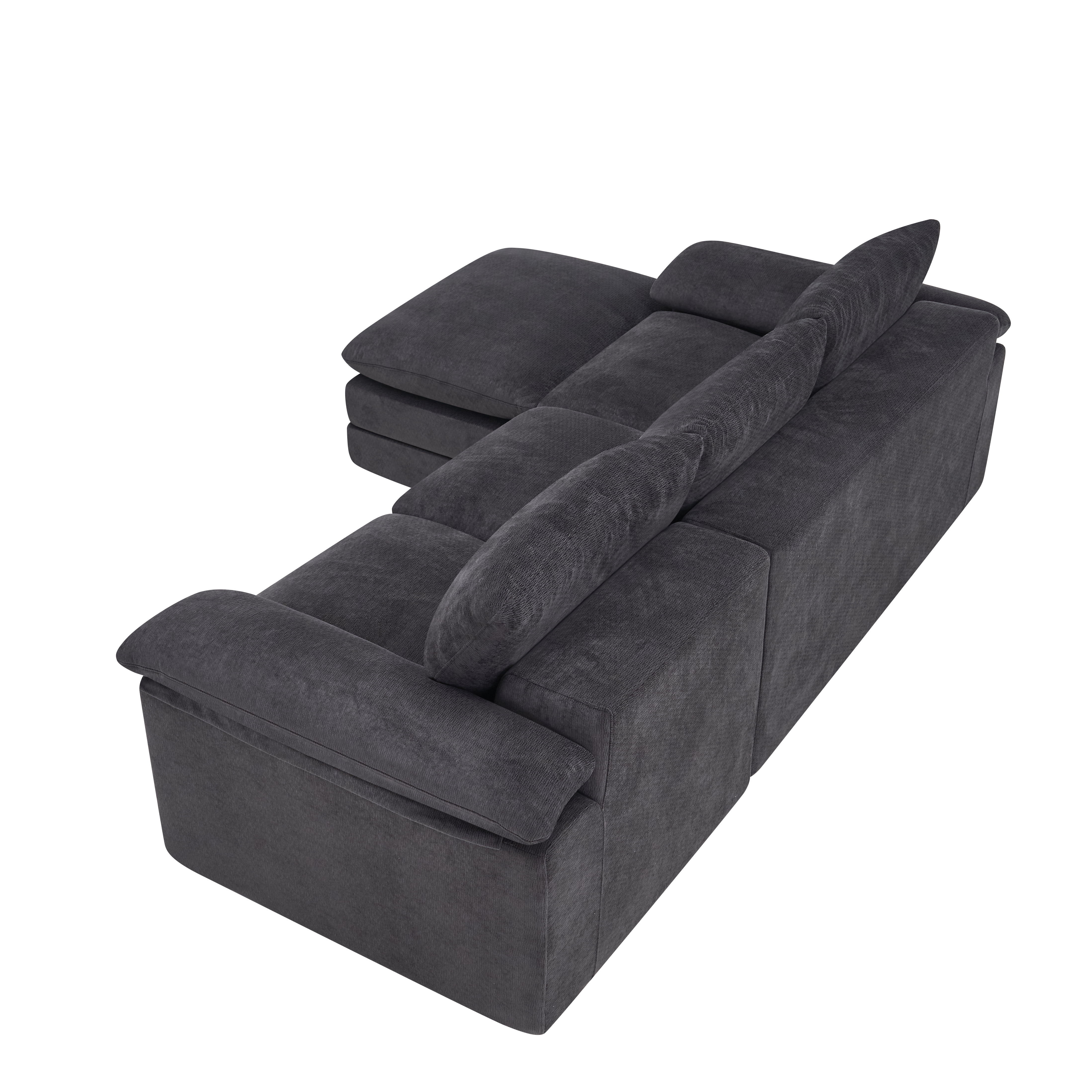 U Shape Cloud Sectional Sofa 100.4 Inch, Modular Couch with Movable Ottoman for Living Room Apartment, Black