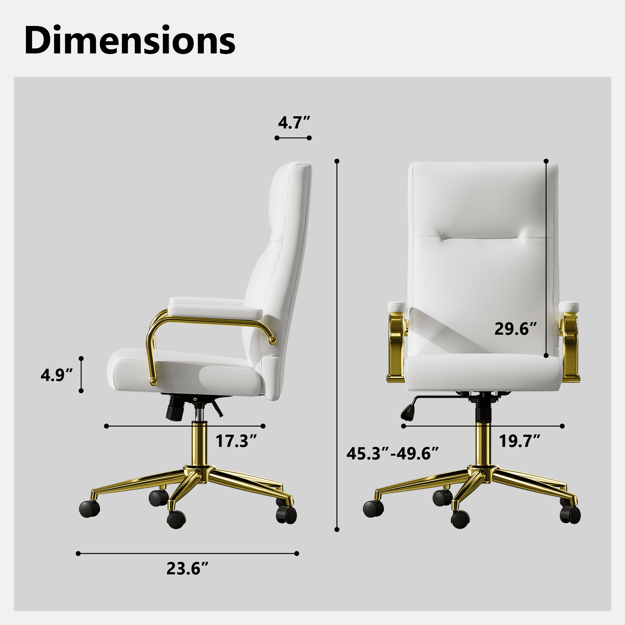 iooHug Ergonomic Office Chair with Memory Foam, High Back Adjustable Swivel Desk Chair, PU Leather Computer Gaming Chair with Lumbar Support and Armrests for Home Office, White