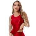 thumbnail image 3 of iiniim Women Glossy Sleeveless Workout Sports Tank Tops Shirts Vest Red M, 3 of 7