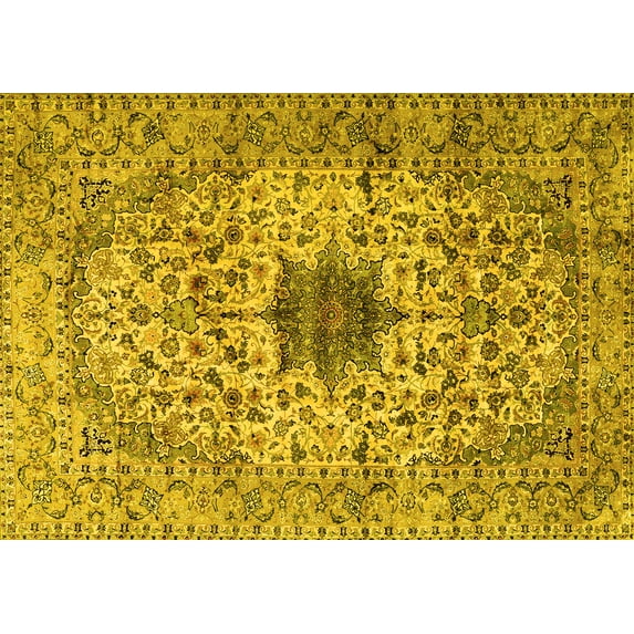 Ahgly Company Indoor Rectangle Persian Yellow Traditional Area Rugs, 2' x 5'