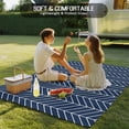 thumbnail image 4 of Navy Blue Geometric Outdoor Rug for Patio/Deck/Porch, Non-Slip Large Area Rug 4 x 6 Ft, Modern Pure Color Abstract Striped Indoor Outdoor Rugs Washable Area Rugs, Reversible Camping Rug Carpet Runner, 4 of 8