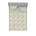 thumbnail image 2 of Ambesonne Floral Fitted Sheet & Pillow Sham Set, Blooming Spring Nature Theme, Twin, Charcoal Grey Pale Green, 2 of 3