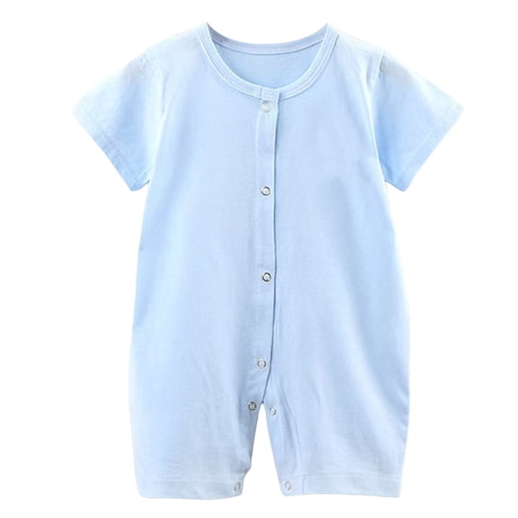 TOWED22 Baby Boys Girls Cotton Rompers Round Neck Short Sleeve Infant Summer Clothes Cute Print Baby Boy Onesie Unisex Newborn Jumpsuits Overalls 3-24 Months(Sky Blue,12-18 M)