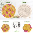 thumbnail image 4 of Yayeee 6 PCS Drink Coasters with Holder Set Woven Absorbent Round Tabletop Hot Pad, Large Pink Stars, 4 of 7
