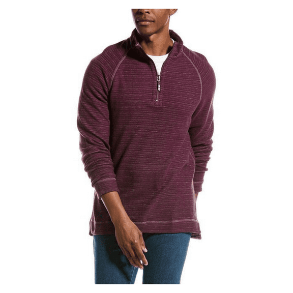 Tommy Bahama Reversible Mens 1/4 Zip Pullover Sweater, Sugar Plum, Medium