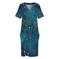thumbnail image 4 of Vestido de verano holgado con bolsillos para mujer ropa púrpura con estampado de estrellas mapa de las luces de la ciudad, 4 of 7