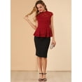 thumbnail image 3 of DARING DIVA Lace Floral Crochet Sleeveless Peplum Blouse XS Red, 3 of 6