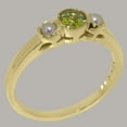 thumbnail image 3 of LBG British Made 18k Yellow Gold Natural Peridot & Cultured Pearl Womens Promise Ring - 33 size options - Size 10.75, 3 of 5