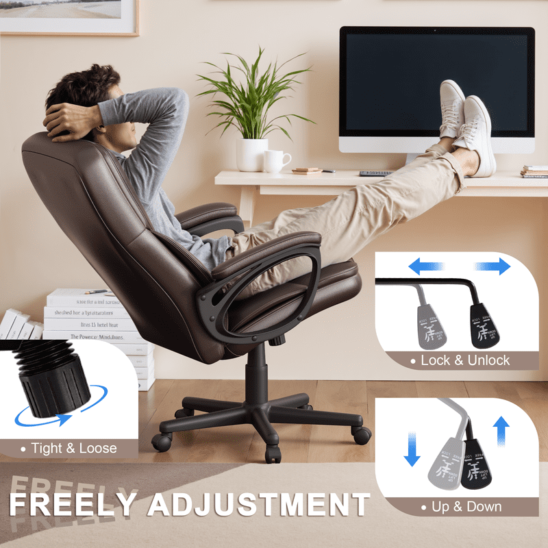 Lacoo Executive Office Chair , Ergonomic High Back Chair Cushion Lumbar Back Support for Adults(Brown)