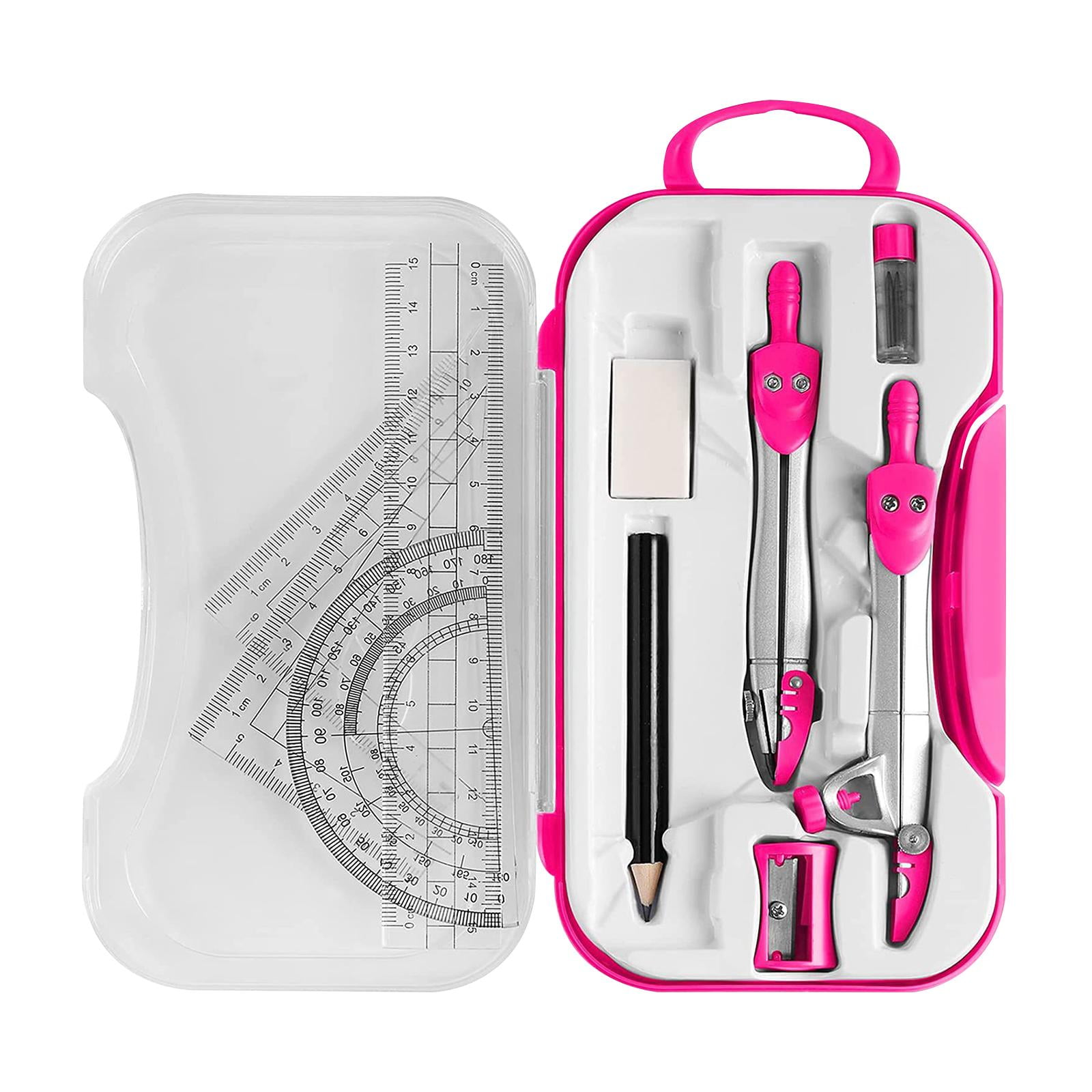 FVDPWYE 2x Math Geometry Kit Triangle Ruler Protractor Compass Set School Drawing
