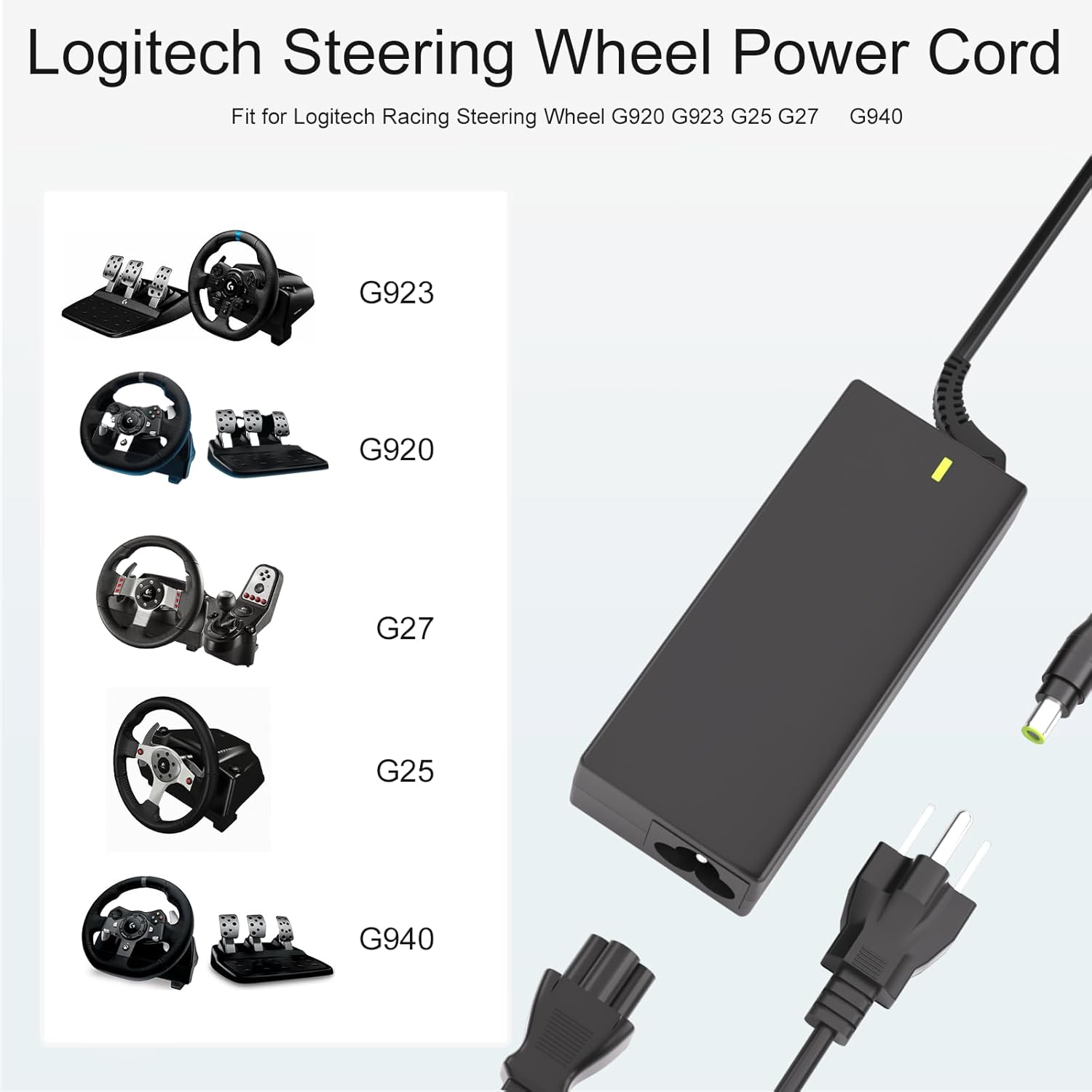 Power Supply Compatible for Logitech G920 G29 - Compatible for Logitech Racing Steering Wheel G920 G923 G25 G27 G940, Driving Force GT Racing Wheel APD DA-42H24 Charger Adapter Cord