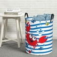 thumbnail image 6 of Zufioo Red Funny Crab on Blue Stripe Print Round Dirty Clothes Basket, Waterproof Standing Dirty Clothes Bag, Suitable for Home, Bathroom, Car Trunk-Medium, 6 of 6