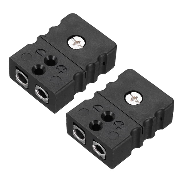 Uxcell J Type Thermocouple Wire Connectors Female Plug Adapter Temperature 220C Black 2pcs