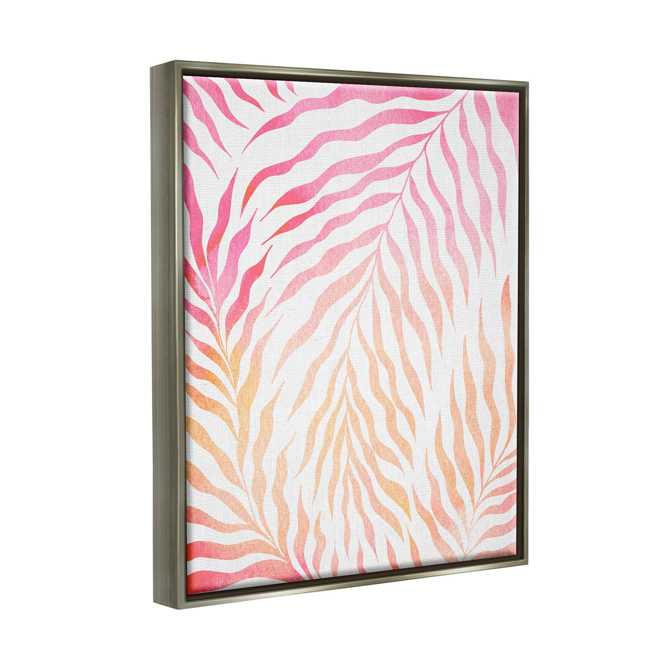 Vivid Pink Wavy Leaves Botanical & Floral Graphic Art Luster Gray Framed Art Print Wall Art