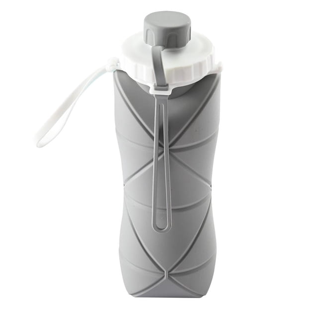 Termos para agua plegable 600ml anticaída viaje camping ciclismo gris