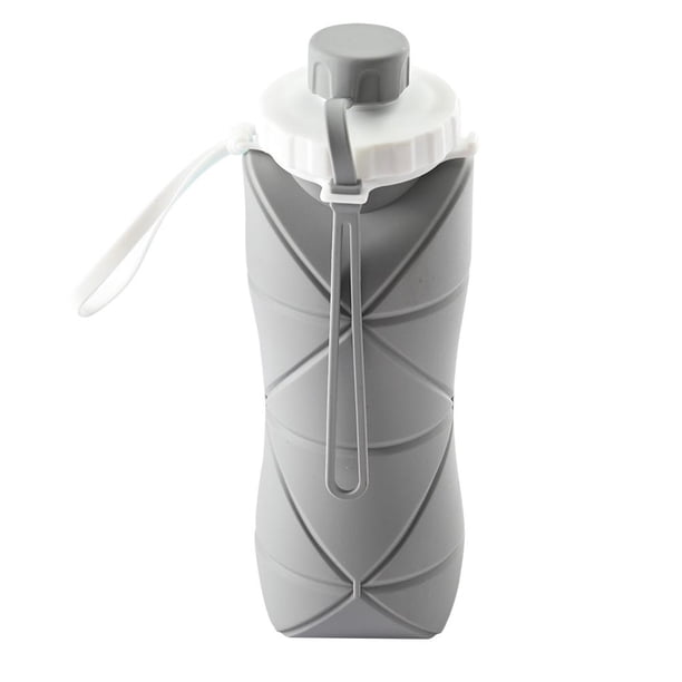 Botella de agua plegable 600ml anticaída viaje camping ciclismo gris