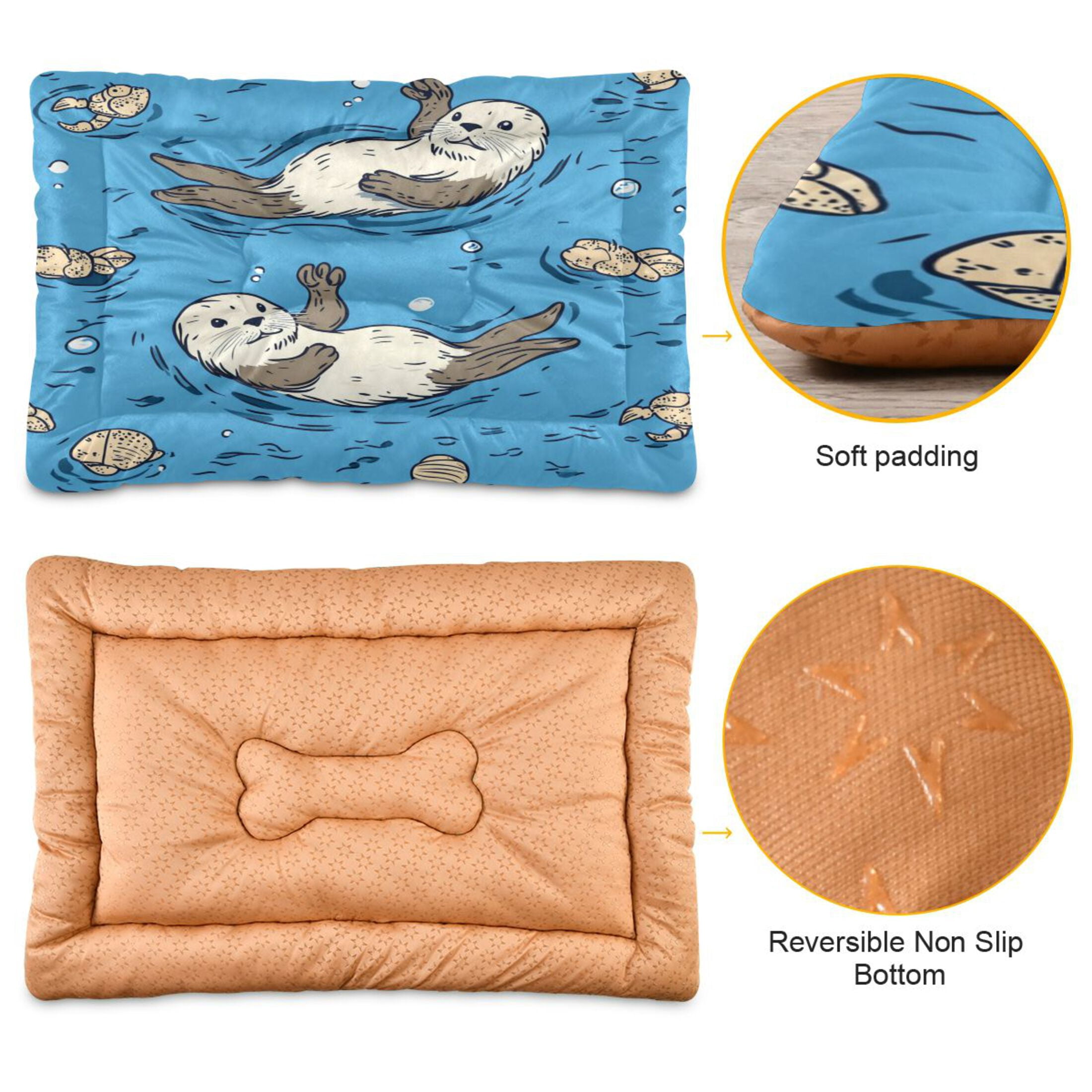 Qxltty Cute Otter Pattern Ped Pad Wear-resistant and Hard to Bite Through Sleeping Pad for Small Medium Large Dogs Winter Pet Bed 36×24in