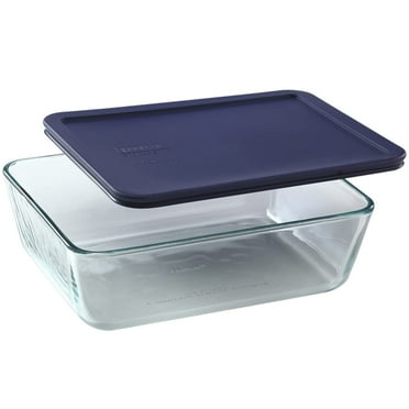 Pyrex 7212 11-Cup Glass Food Storage Dish and 7212-PC Dark Blue Plastic Lid Cover