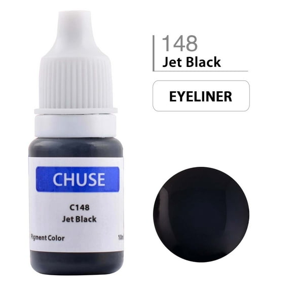 CHUSE Microblading Ink Permanent Makeup Pigment 0.35oz/10ml Eyebrow Ink Microblading Pigment for Eyebrow Eyeliner (C148 Jet Black)