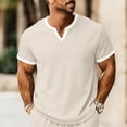 thumbnail image 2 of Leey-World Men T Shirt Mens Henley Lightweight Shirts Short Sleeve Casual Cotton Button T-Shirts Summer Basic Tee(Khaki,L), 2 of 5