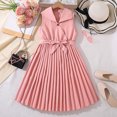 thumbnail image 2 of XASZHN Robe d'Été Décontractée pour Enfants Robe Plissée Sans Manches Tenue Tendance Grande Fille pour 6-12 Ans pour Fêtes et Usage Quotidien Rose 11 Ans Robes d'Été Décontractées pour Filles, 2 of 4