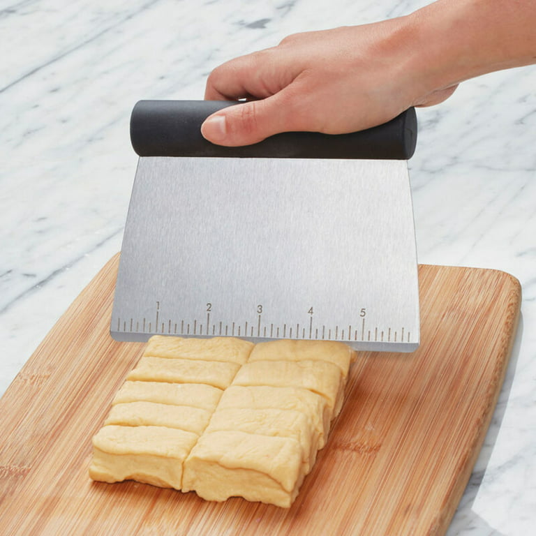 Dough Pastry Scraper, Stainless Steel Cake Scraper with Measuring Scale,  Multipurpose Pizza Dough Pastry Bench Scraper Knife with Measuring Scale,  for