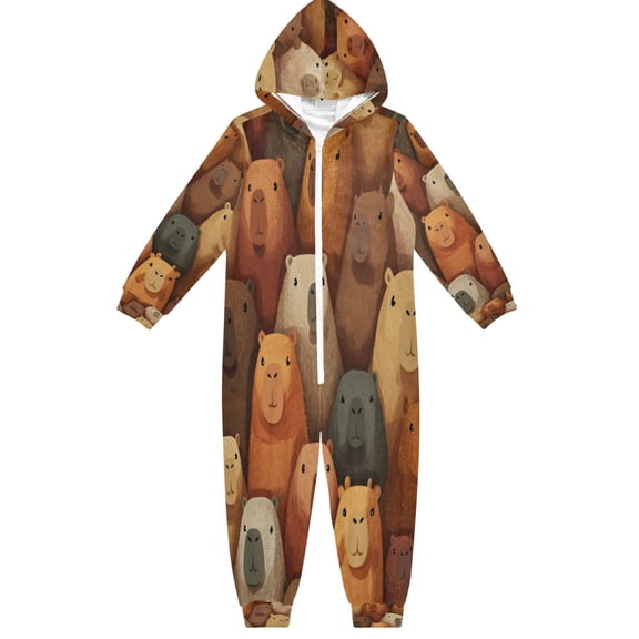 Soft and Comfortable One-Piece Pajamas Jumpsuits Capibara Seamless