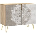 thumbnail image 3 of PixonSign Sideboard Buffet Cabinet, Kitchen Storage Cabinet with 2 Doors, Duotone Geometric Indian, Cupboard Console Table for Dining Room - 35" L x 18" W x 29" H, 3 of 5