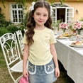 thumbnail image 1 of T-shirt Fille Col Rond Manches Courtes Chemises Garçon Tenues d'Été Vêtements Fille 3T, 1 of 4