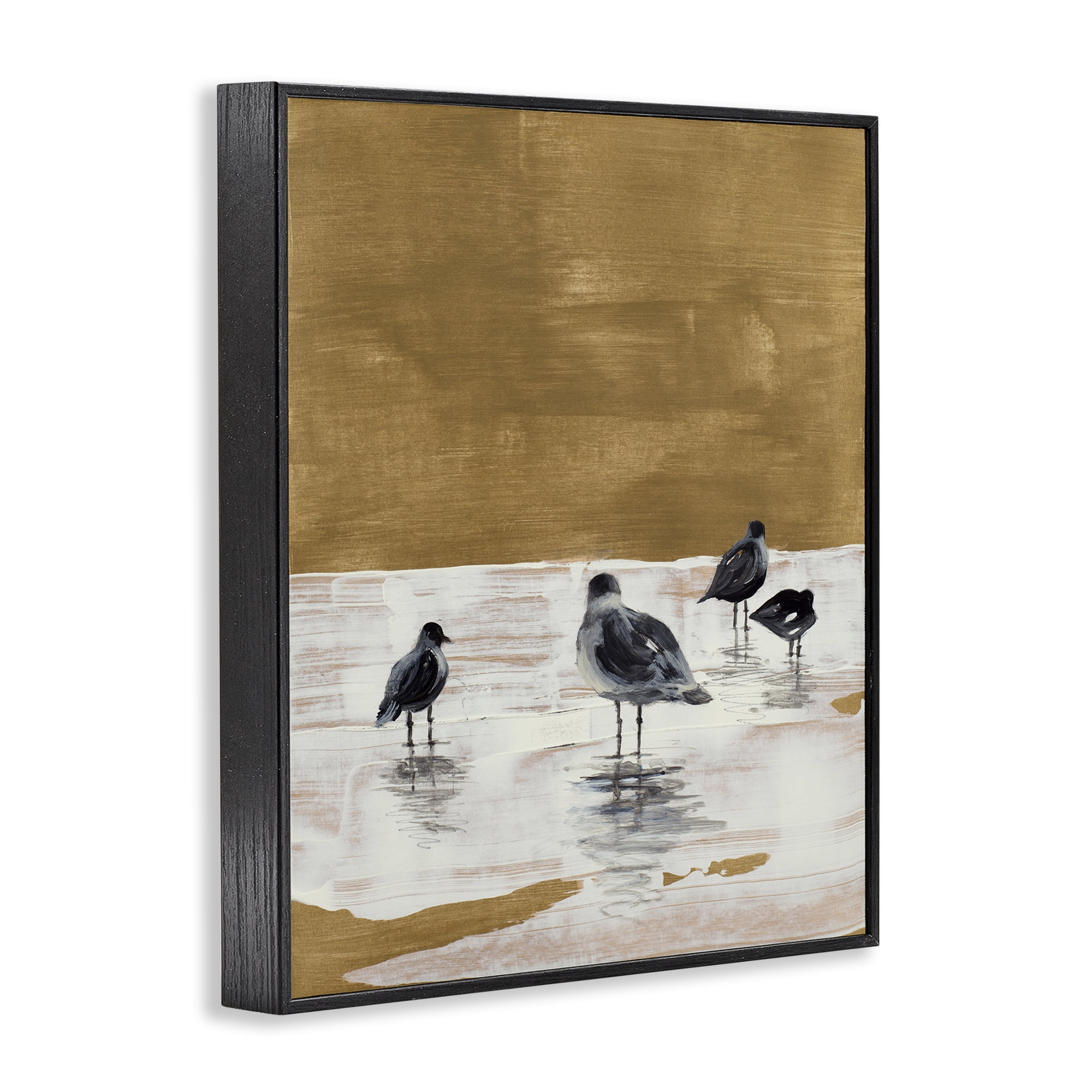 Stupell Industries Sea Seagull Silhouettes Animals & Insects Painting Black Framed Art Print Wall Art, 16 x 20