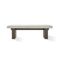 thumbnail image 2 of Lan 60 Inch Dining Bench, Upholstered, Panel Pedestal Base, Brown - Saltoro Sherpi, 2 of 5