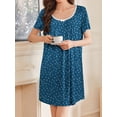 thumbnail image 2 of Avidlove Nightgowns for Women Pleated Sleep Shirts Lace Trim Neck Sleep Dress Short Sleeve Night Shirts, 2 of 7