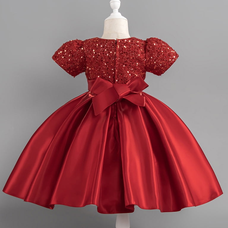 BTDECLAR Girls Formal Dress Trendy Glitter Sequin Stain Patchwork Puffy Ball Gowns Cute Pageant Princess Flower Dresses, Infant Unisex, Size: 7 Years