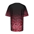 thumbnail image 5 of Plus Size Summer Clothes for Women Fashion Casual Ggradient Sequin Print Round Neck Loose T Shirt Top Ladies Workout Tees Womens Casual V Neck Shirts Long Sleeve Lingerie Top Cool Hot Pink S, 5 of 5