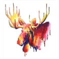 thumbnail image 3 of Moose Duvet Cover Set, Psychedelic Watercolor Paintbrush Style Vivid Toned Moose Aquarelle Picture, Decorative 3 Piece Bedding Set with 2 Pillow Shams, Calking Size, Orange and Pink, by Ambesonne, 3 of 3